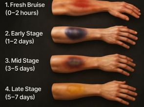 ထိခိုက်ဒဏ်ရာတွေနဲ့ အရောင်ပြောင်းလဲမှုပုံစံ