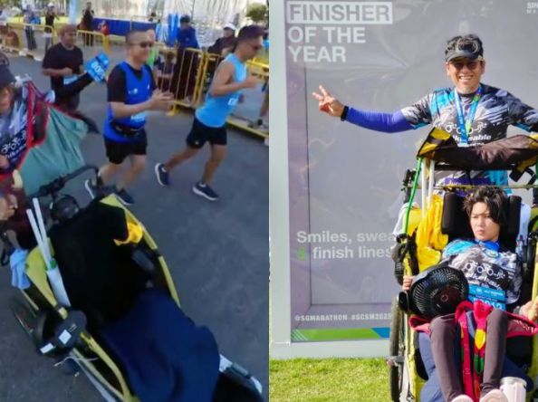 ဦးနှောက်အကြောသေရောဂါသည်သမီးဖြစ်သူနဲ့အတူ Half Marathon ပြိုင်ပွဲဝင်ခဲ့တဲ့ ဖခင်