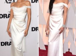 ၂၀၁၅ ခုနှစ်ရဲ့အော်စကာဆုပေးပွဲမှာ ဝတ်ဆင်ခဲ့တဲ့ ဝတ်စုံကို The Drama ဇာတ်ကားအထူးပြပွဲမှာ ပြန်လည်ဝတ်ဆင်လာခဲ့တဲ့ ဇန်ဒါယာ